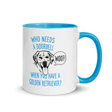 WHO NEEDS A DOORBELL - Funny Golden Retriever - Coffee Tea Cup Mug